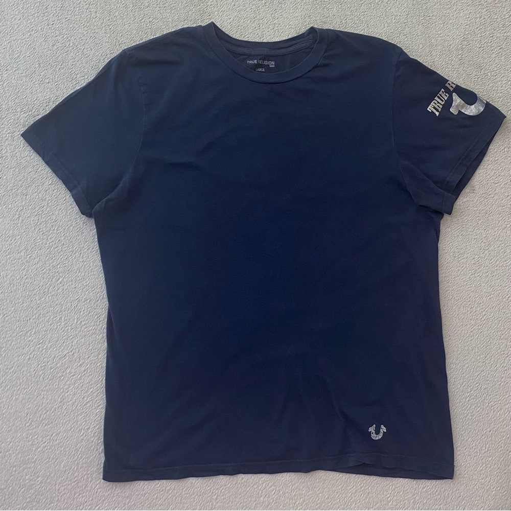 True Religion Women Large Navy Graphic T-Shirt